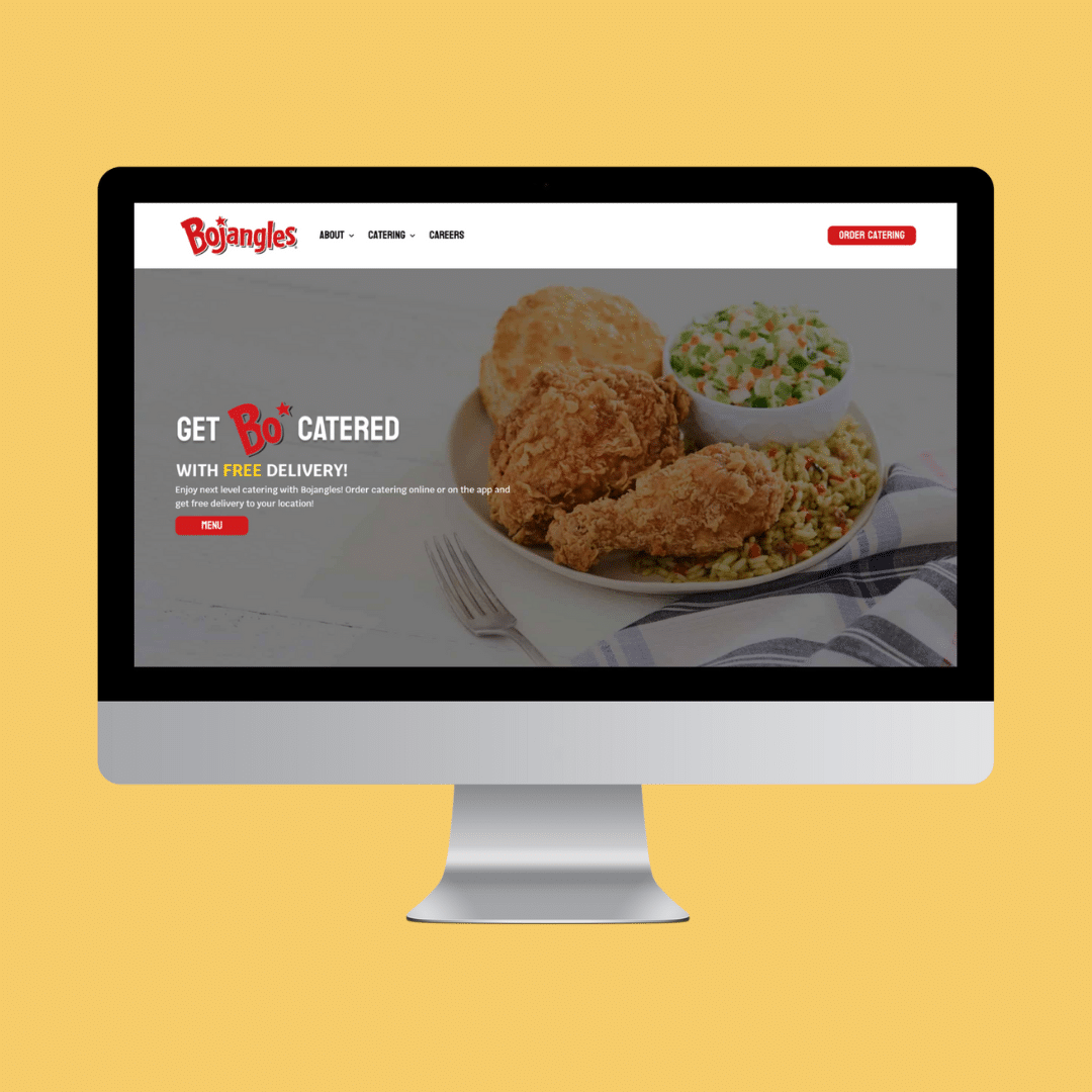 a computer screen with a website for Bojangles